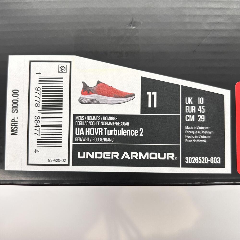 Under Armour HOVR Turbulence 2 Shoes Mens Size 11 Running Comfort Athletic Sneak - Picture 11 of 11